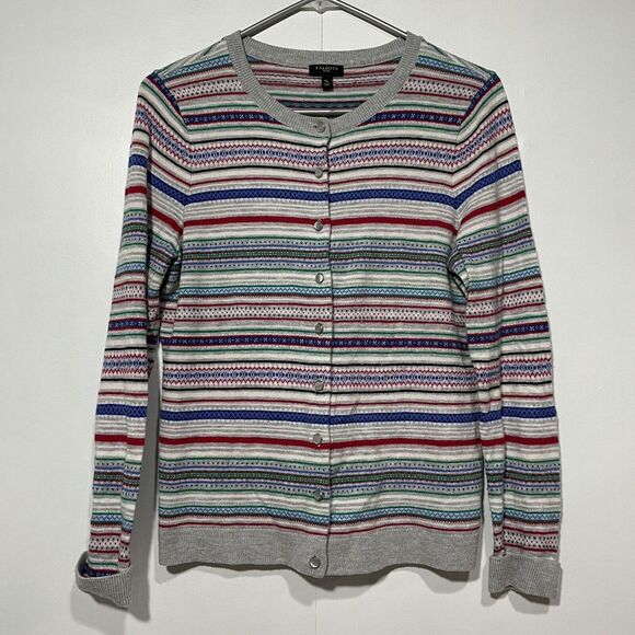 Talbots Button Up Cardigan Womens Medium Lambswool Luxury Timeless Boho Nautical - Picture 1 of 8